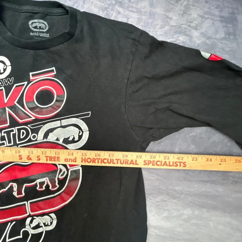 Vintage Ecko Unltd Long Sleeve Graphic Tee Black Red Rhino Y2K Skater Shirt L